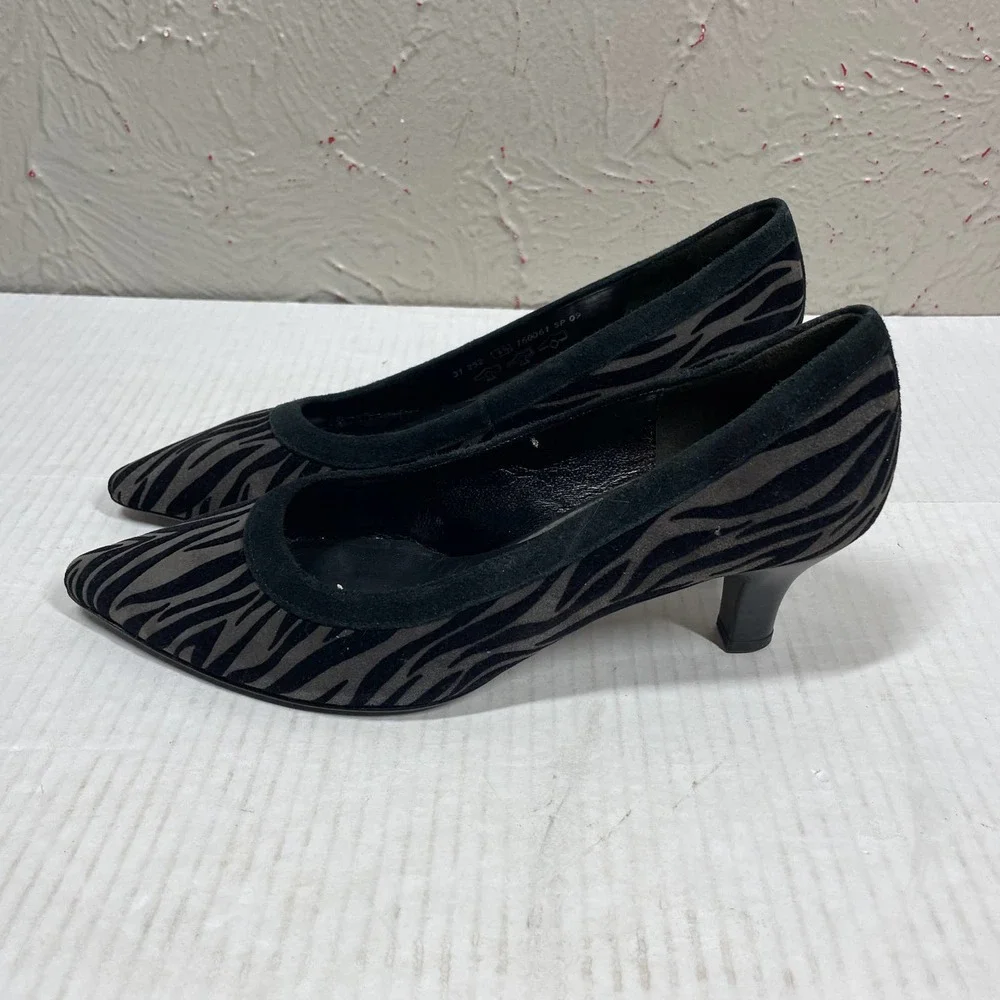 GABOR Pump Stacked Heel Pointed Toe Animal Print‎ Slip On Women’s Size 6.5